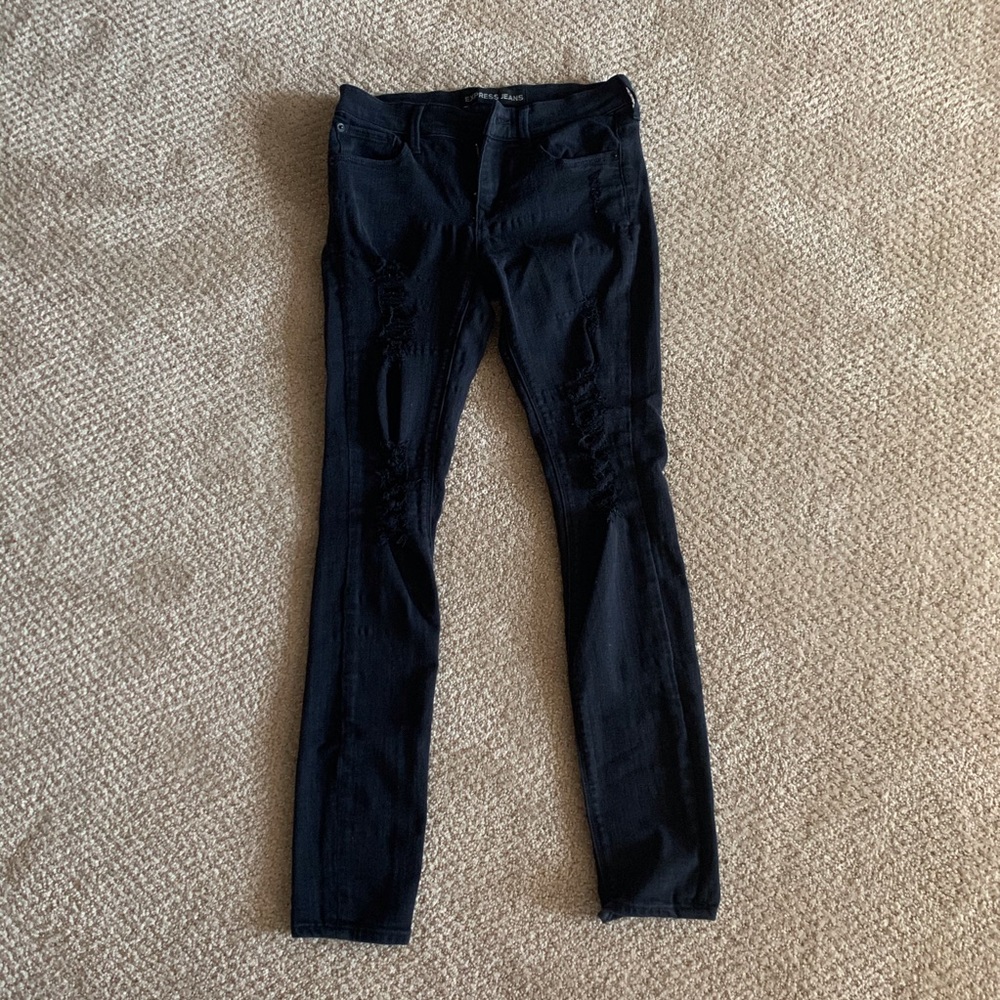Express distressed black denim